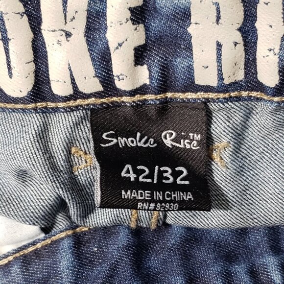 Smoke Rise  Distressed Bleached Jeans  Men's 42 X 32  Straight Leg  Relaxed - Picture 3 of 7